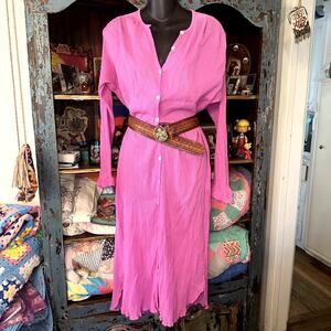 MILLE RESORT & TRAVEL JASMINE ORCHID GAUZE MIDI DRESS L